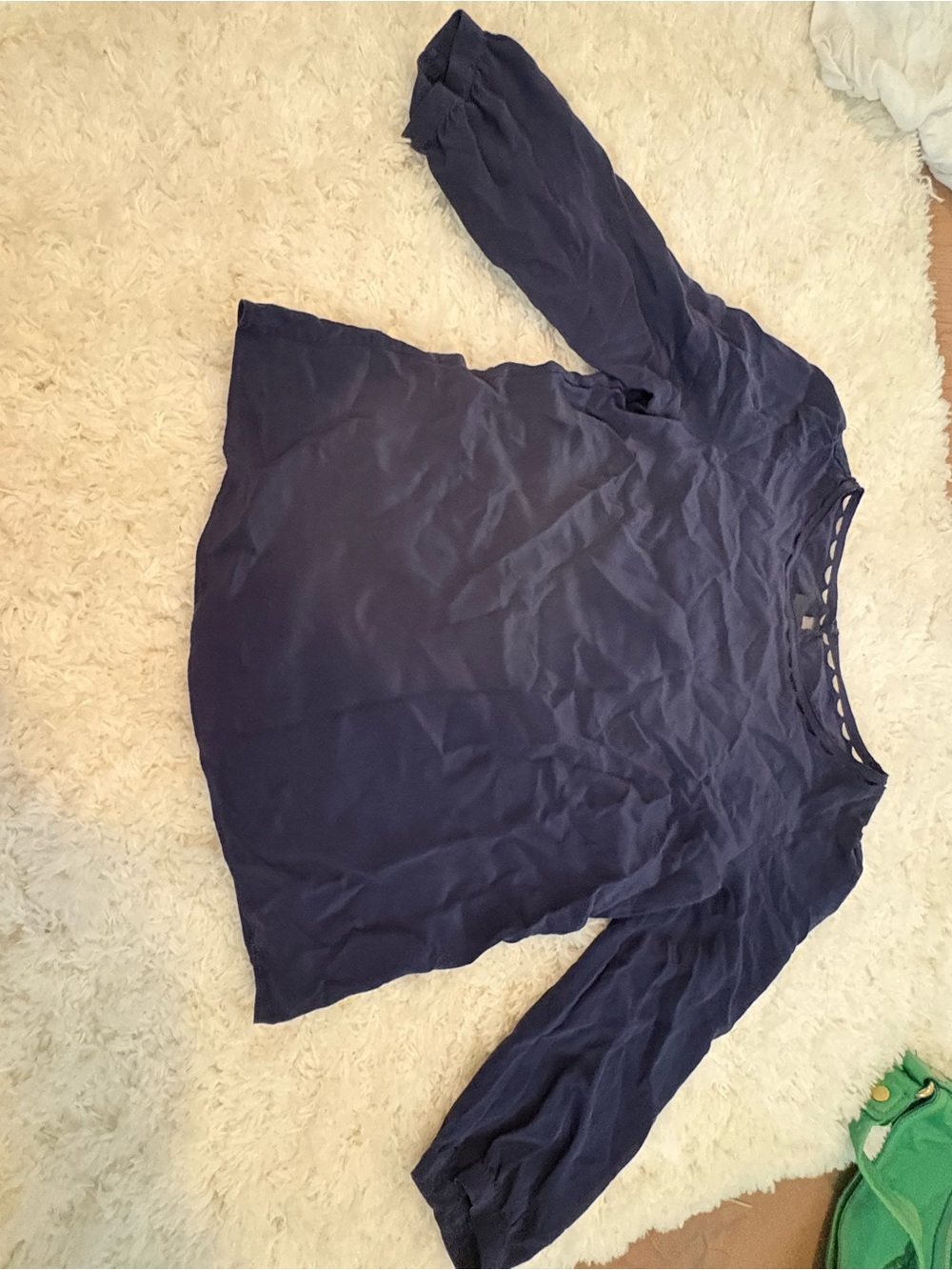 J. Crew Navy Scoop Neck Long Sleeve Blouse